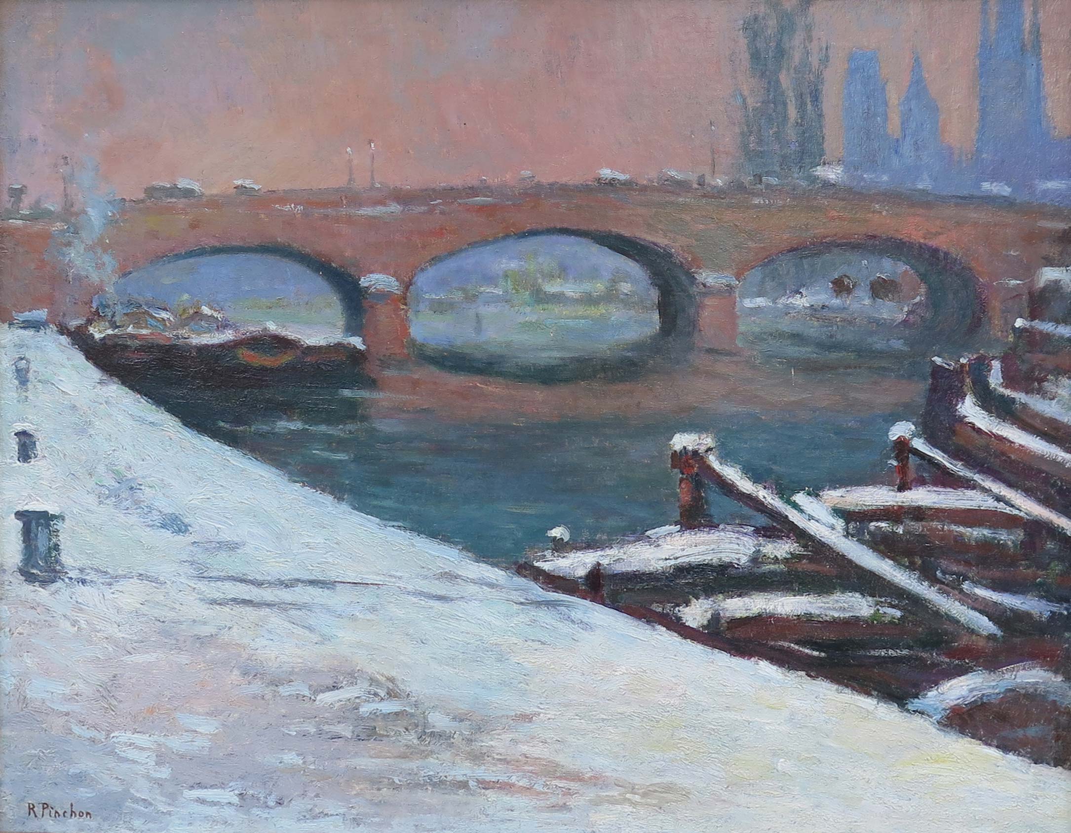 Le pont de Pierre sous la neige