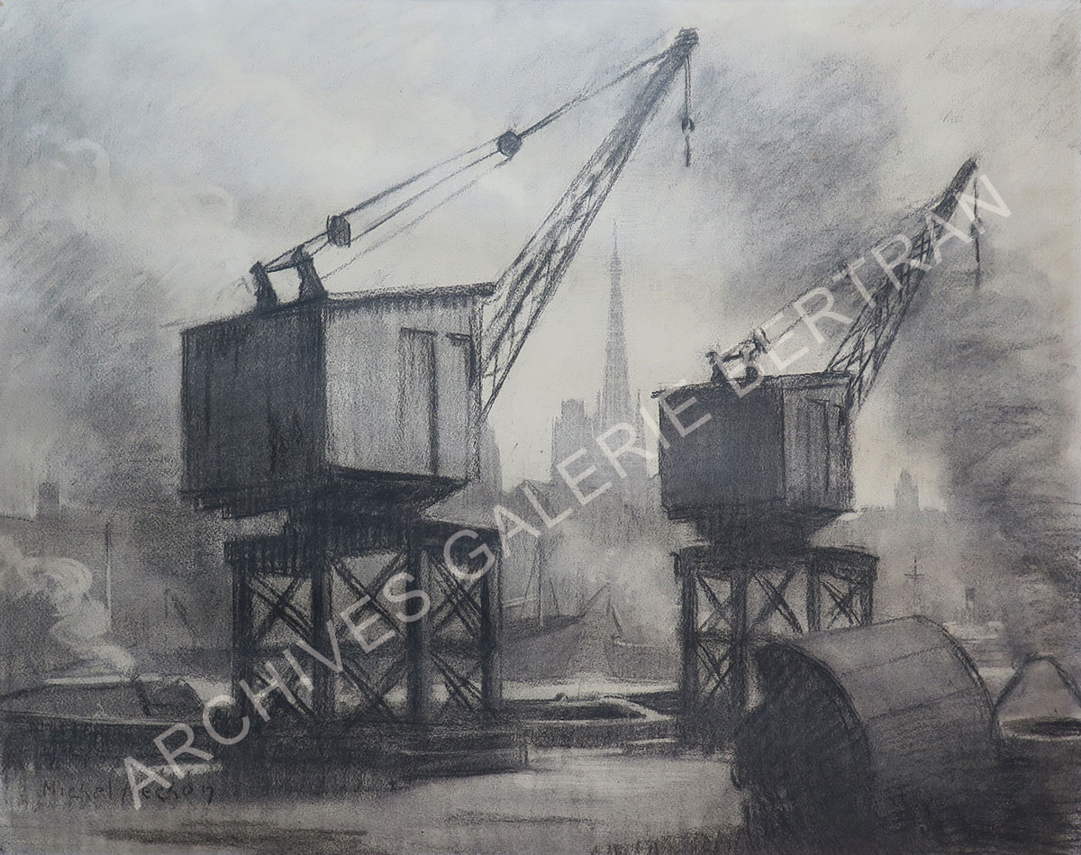 Grues sur les quais de Rouen