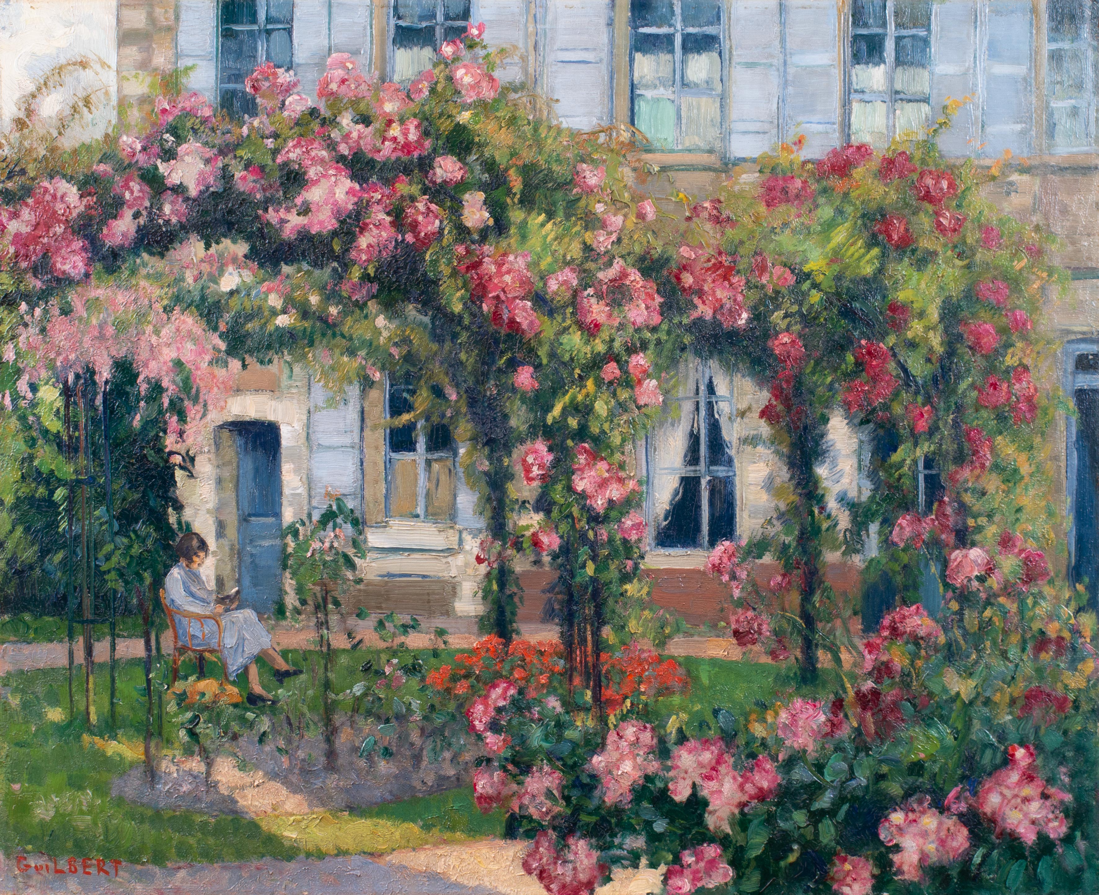 Lecture sous les rosiers