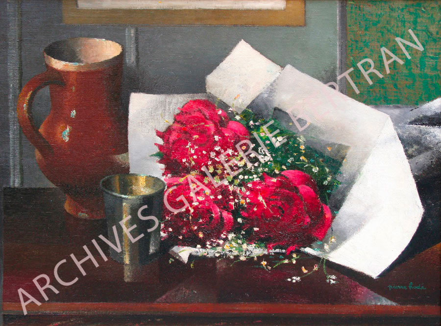Bouquet de roses et myosotis