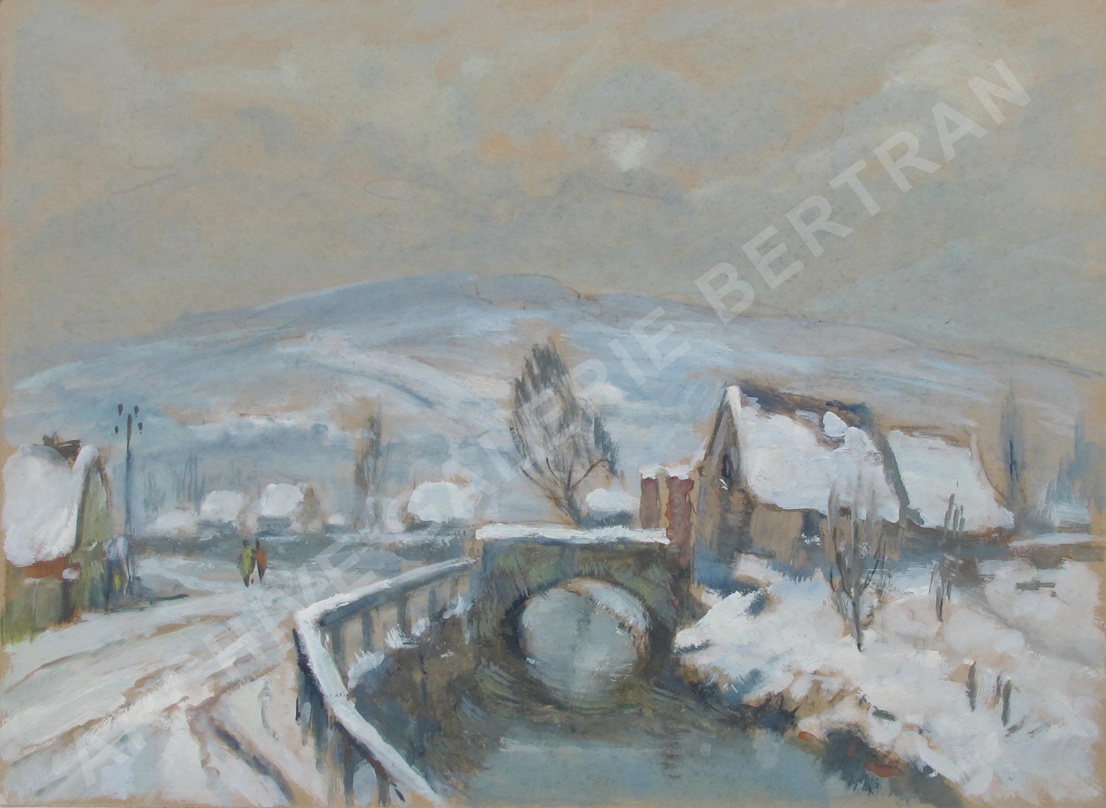 Pont sur l’Aubette en hiver